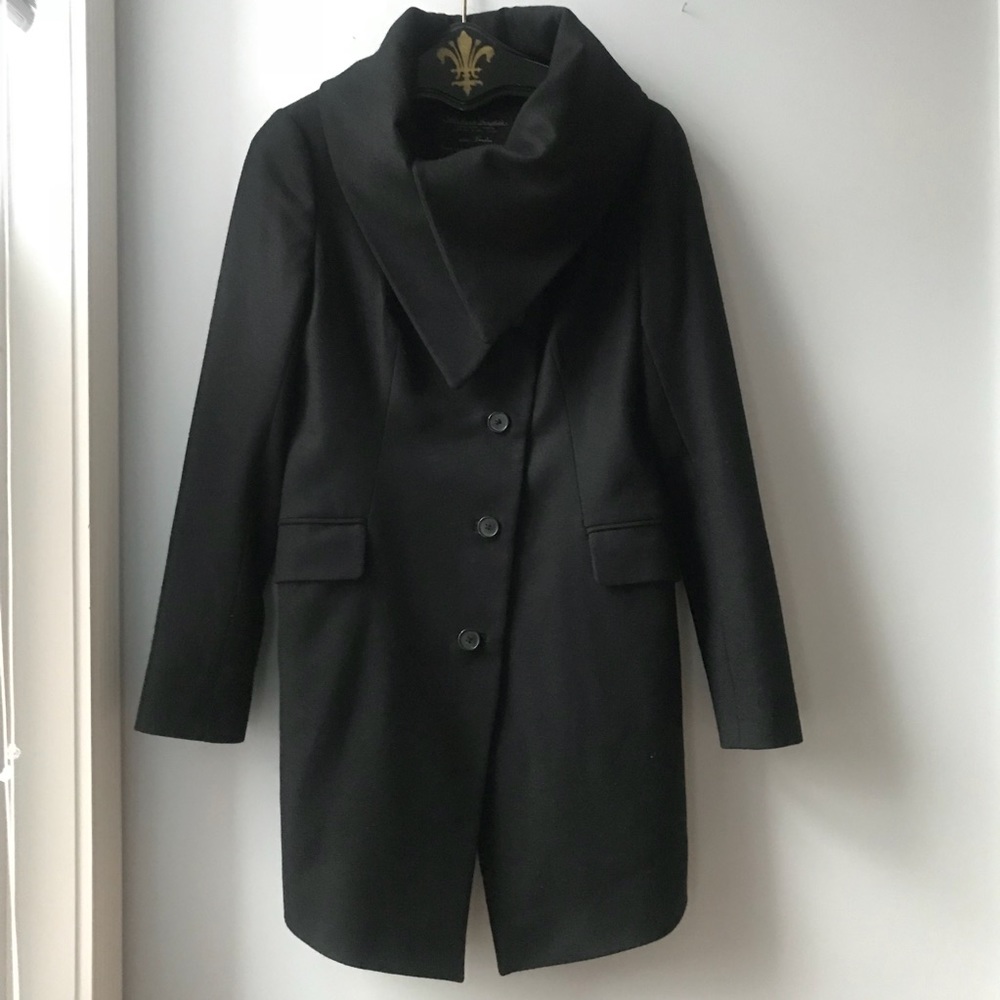 All Saints Black Wool Coat Size UK 12 US 8